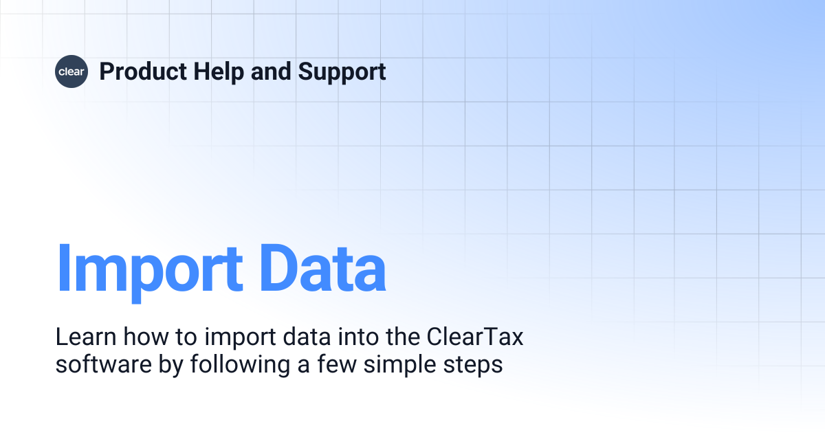 Import Data | Product Help and Support