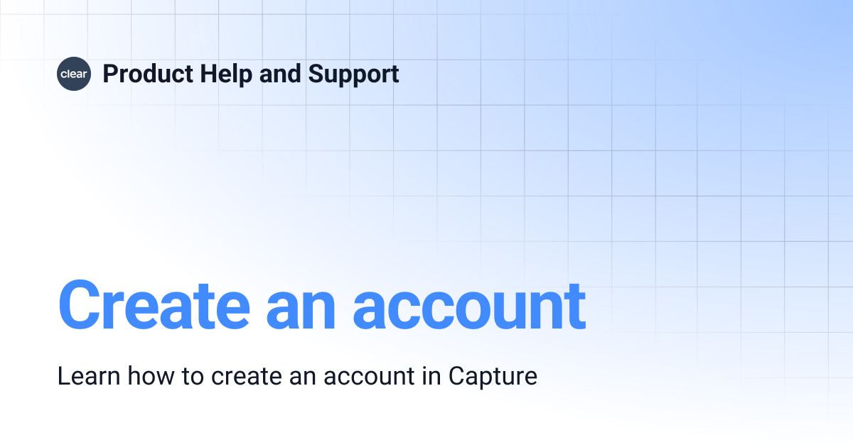 Create an account | Product Help and Support